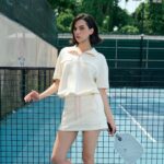 Set váy áo Polo MYSCHILL: Áo Cổ Kéo Khóa & Túi Hộp – Style Năng Động Nữ Tính